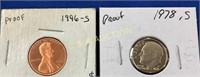 1996 S PENNY, 1978 S DIME