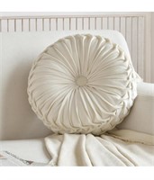 Elero Round  Velvet Throw Pillow in beige