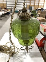 Green glass hanging light 22in