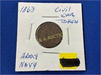 1863 CIVIL WAR TOKEN ARMY/NAVY