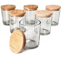 12 glass jars with lids for candle making etc