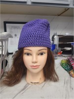 purple yarn beanie