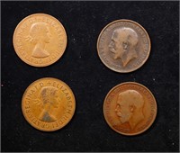 Group of 4 Coins, Great Britain Pennies, 2x 1912,
