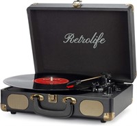 Vinyl Record Player 3-Speed Bluetooth Suitcase Por