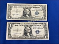 (2) $1 BLUE SEALS 1935C, 1957