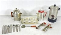 Group of Vintage Metal Toy Doll Dishes