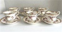 Set of 6 Royal Albert Dimity Rose Teacup/Saucers