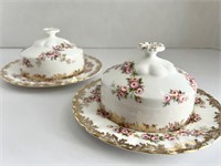 2 Royal Albert Dimity Rose Covered Butter Plates