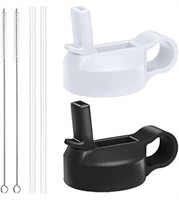 Black & White Replacement Water Bottle Straw Lids