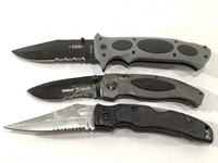 Lot of (3) Folding Pocket Knives, KA-Bar, NRA