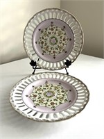 2 Floral Lace Edged Porcelain Plates