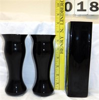 3 Vintage Black Amethyst Vases