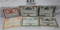 Lot of 6 Vintage Stock Certificates