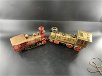 2 Vintage tin toy train locomotives