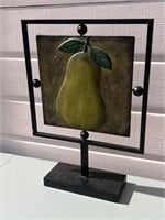 Metal Pear Decorative Panel on Stand
