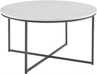 Round Faux Marble Top Coffee Table with Base
