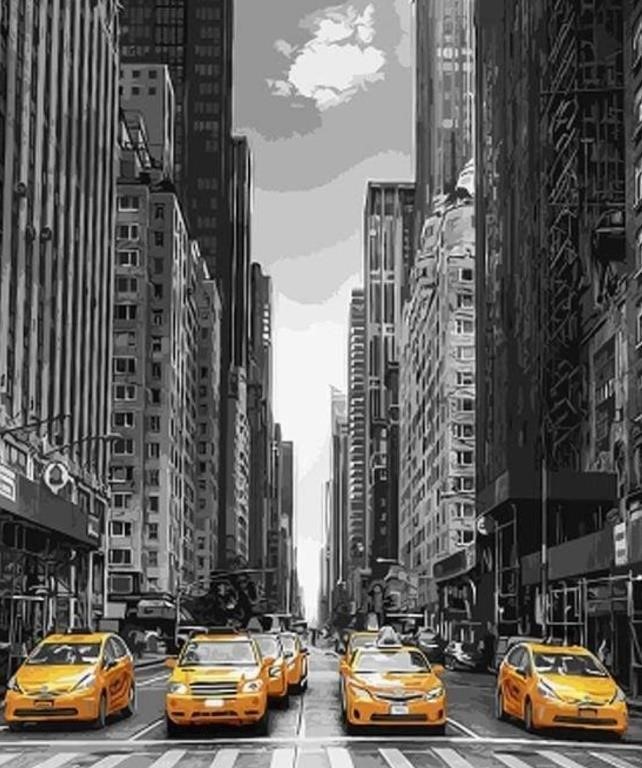 New Paint By Numbers Modern City and Yellow Taxis