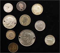Group of 10 Coins, 1/4 Bolivar, Canada 10c, Aus. 3