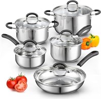 Stainless Steel Cookware 10-Piece  Pots and Pans