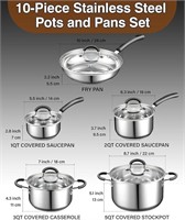 Stainless Steel Cookware 10-Piece Pots and Pans