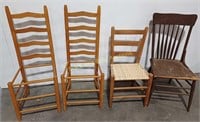 Metal Art Chair, 3 Wood Chairs