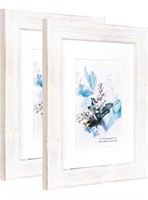 100% Solid Wood White 8x10 Picture Frame 2 Pack -