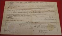 ca 1855 Land Deed 160 acres for serving in the