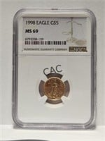 1998 American Eagle 1/10oz Gold Coin NGC MS69