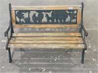 Child Size Iron and Wood Park Bench