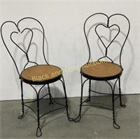 Twisted Iron Heart Back Ice Cream Parlor Chairs