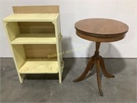 2 Tiered Shelf & Claw Foot Round End Table