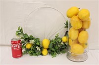 Lemon Wreath w/ 12 Lemons in Pillar Vase