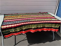 1970s Crocheted Afghan Throw Blanket