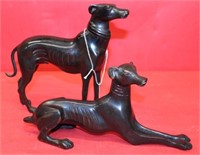 Pair of Bronze Greyhounds (standing & sitting 11"