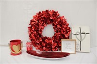 RED Wreath w/ Red Decor & Love Theme Signs