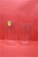 2 Handblown Glass cylindal 12.5" & 13.5"