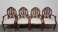 4 Carved Wooden Backed Dining Room Chairs