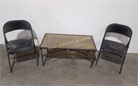 2 Folding Chairs & Glass Top Table