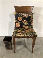 Upholstered Chair, Pillow & Flowerpot