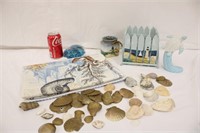 40" Table Runner & Decor w/ Painted Seashells