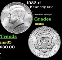 1983-d Kennedy Half Dollar 50c Grades GEM Unc