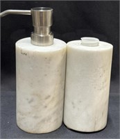 (2) White Marble Soap/Lotion Dispensers