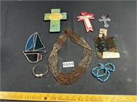 Stained Glass Sailboat, Jewelry, Religious Items