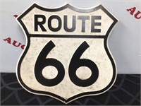 Wood Route 66 Sign 14inx13in