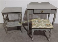 Grey Painted Nighstand Seat & Vanity