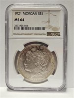 1921 Morgan Silver Dollar NGC MS 64