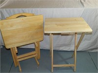 2 Wooden TV Trays With Stand