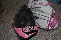 2 girls softball gloves
