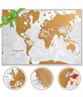 NEW $36 33x23” Scratch The World Travel Map
