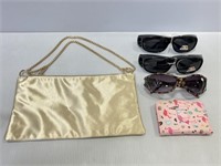 Ladies handbag, picture wallet and sunglasses